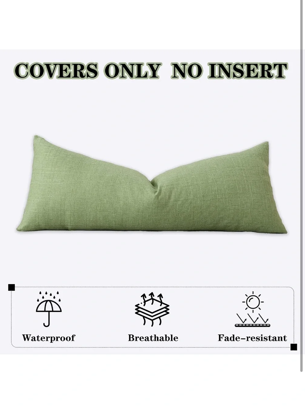 Outdoor Waterproof Long Lumbar Pillow Cover 14x36 Inch Pack Of 1